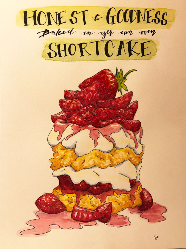 Original strawberry shortcake art by Lydia Hoskins